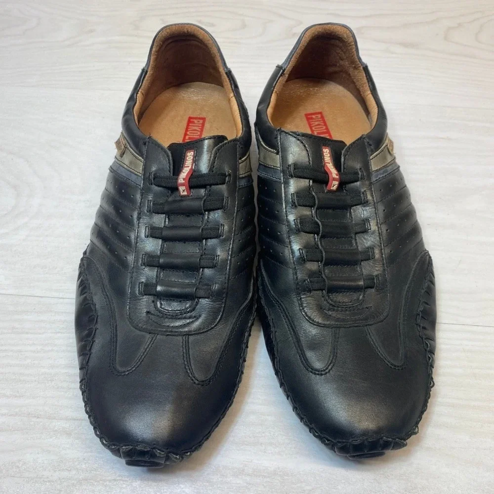 Pikolinos Mens 45 Fuencarral Driving Sneakers Leather Black Casual Comfort